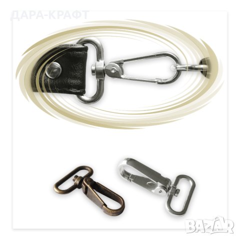 Метални карабинки за чанти - Въртяща се основа - 20мм, 25мм, 30мм, 4бр