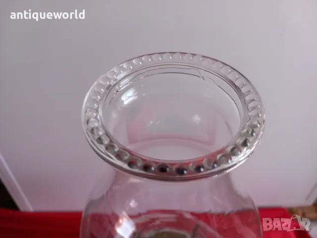 Рядка Голяма Стара Стъклена Газена Лампа, снимка 4 - Антикварни и старинни предмети - 48527567