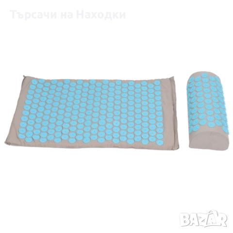 Комплект акупресурна постелка с възглавница Health Accupressure мат за релакс и терапия светло син