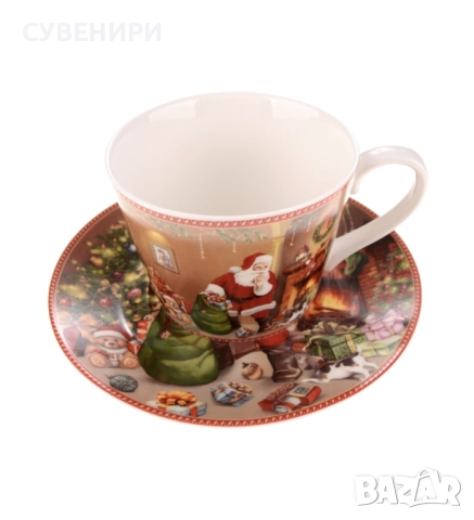 Комплект коледна чаша с чинийка в кутийка, снимка 8 - Чаши - 52350806