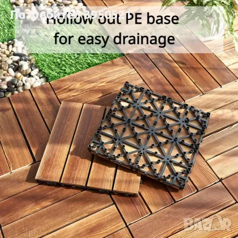 Дървени декинг плочки за двор или тераса, кафяви WPC плочи, 30х30 см, снимка 3 - Други - 49839355