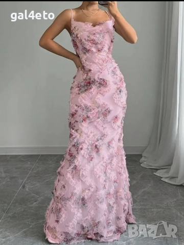 Розова рокля бродерия , снимка 3 - Рокли - 51579805