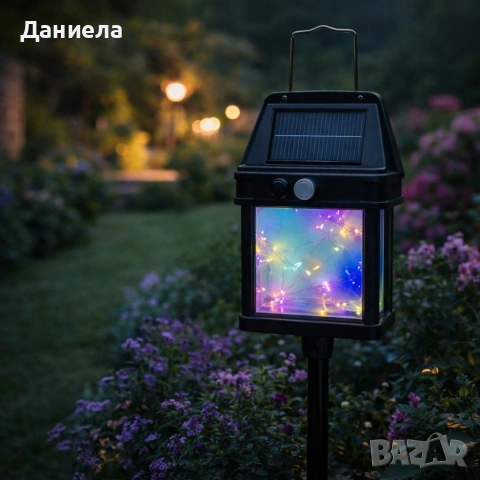 Градиска соларна лампа с декоративни Led лампички Fairy lights - мека, цветна светлина, снимка 6 - Соларни лампи - 53782857