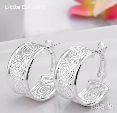 Висящи обеци халки бохо стил с орнаменти/нови