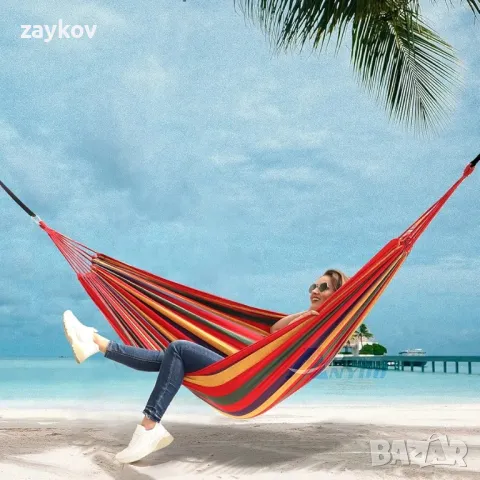 Градински хамак Anyoo Cotton Hammock с висящи ремъци, снимка 6 - Други - 49229566