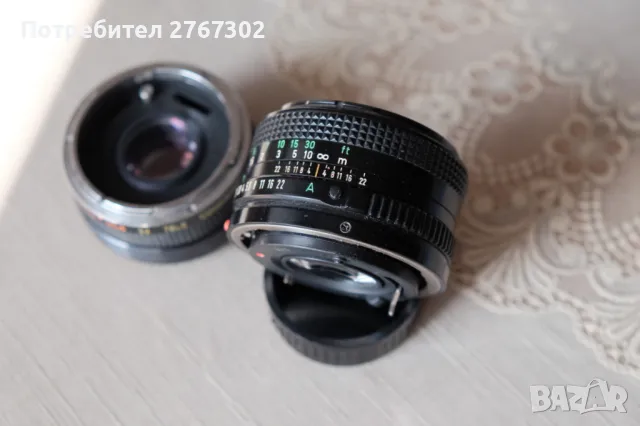 Обектив Canon FD 50mm f1.8+ Extender 2x Bell & Howell. FD Mount, снимка 3 - Обективи и филтри - 48974997