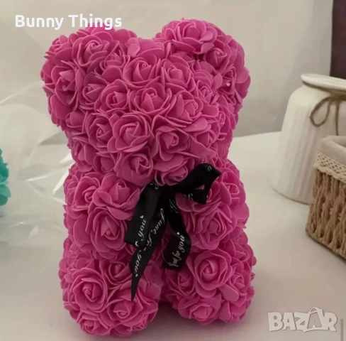 Мече от рози с кутия/Подарък за жена/ Подарък за Свети Валентин/Подарък за рожден ден/Деня на жената