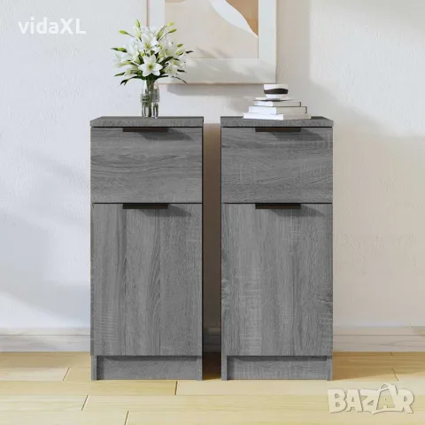 vidaXL Сайдборди, 2 бр, сив сонома, 30x30x70 см, инженерно дърво, снимка 2 - Бюфети - 56147960