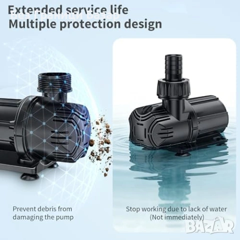 Нова 24V нисковолтова DC помпа 1200 GPH за фонтан/езеро/аквариум + конвертор, снимка 9 - Напояване - 53743736