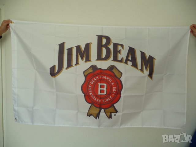 Jim Beam знаме флаг Джим Бийм бърбън уиски реклама бяло лед , снимка 2 - Декорация за дома - 39749682
