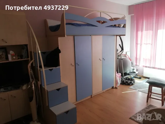 Комбинирано легло с гардероб, бюра и стълби., снимка 2 - Мебели за детската стая - 55912625