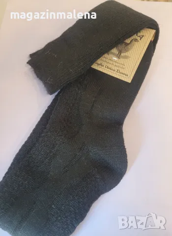 Италиански черни женски 7-8 ми 95% вълнени чорапи над коляно седем осми чорапи от вълна над колената, снимка 3 - Дамски чорапи - 19007376