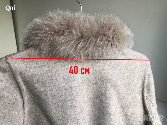 Дълго палто от вълна от алпака и естествен косъм от лисица, снимка 3 - Палта, манта - 52875316