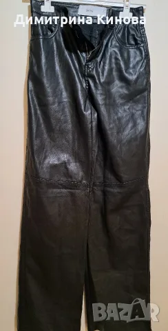 черен кожен панталон Bershka , снимка 3 - Панталони - 56358268