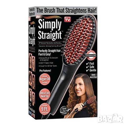 Четка за изправяне и изсушаване с LCD дисплей и 3D керамични цилиндри