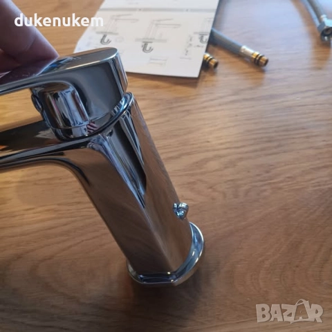 Смесител за баня с 1 ръкохватка, хром, месинг, керамична глава, G3/8 маркучи 45 см, снимка 10 - Смесители - 52477645