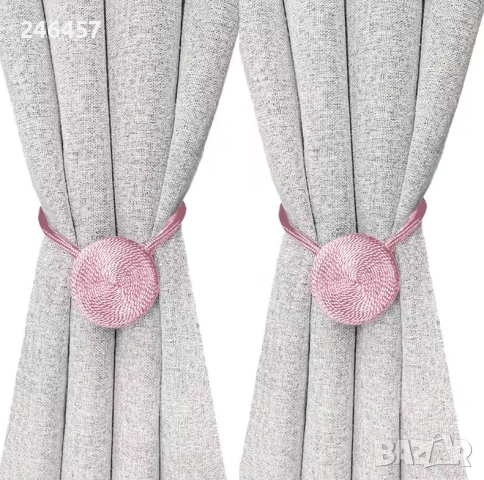 2 бр. кръгли магнити за завеси - розови