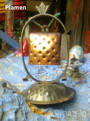 Медна  камбанка с ковано желязо, снимка 2 - Други ценни предмети - 41289136