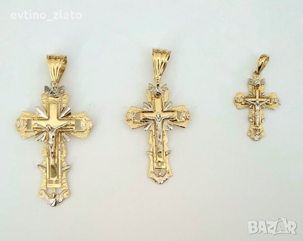 Златни плътни кръстове 14К, снимка 3 - Колиета, медальони, синджири - 39213250