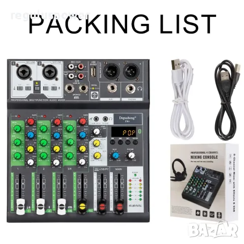Смесителен пулт RP - MIX 6BT,DJ Mixer, Bluetooth, Usb player, 3 Band EQ, FX, Plug and Play , снимка 8 - Ресийвъри, усилватели, смесителни пултове - 49416602