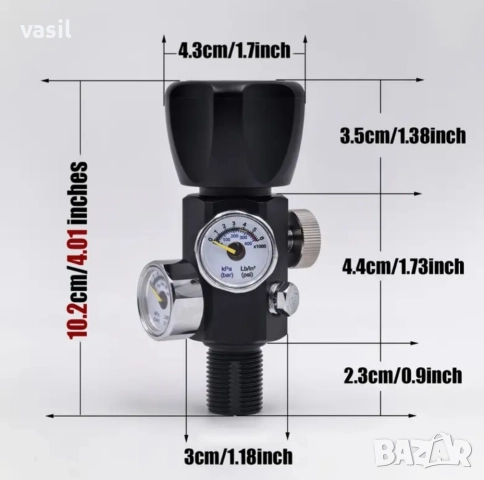 Карбонова бутилка 9L 300BAR с вентил M18x1.5 комплект – готова за PCP, SCUBA, Paintball, снимка 8 - Въздушно оръжие - 52797191