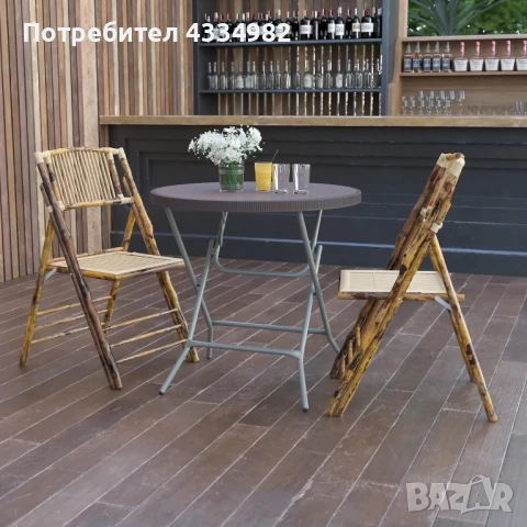 Сгъваема маса Flash Furniture DAD-FT-80R-GG 80см Градинска кръгла маса ратанова плетка, снимка 1
