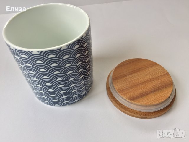 Кутия за чай от порцелан с бамбуков капак, снимка 9 - Кутии за съхранение - 40954000