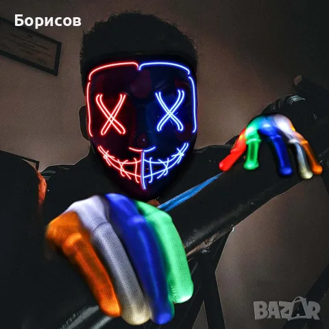 Светеща LED маска за Хелоуин AnanBros, снимка 4 - Други - 55851745