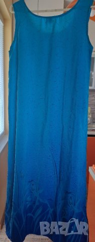 Дълга лятна рокля в синьо L, XL, снимка 3 - Рокли - 40951259