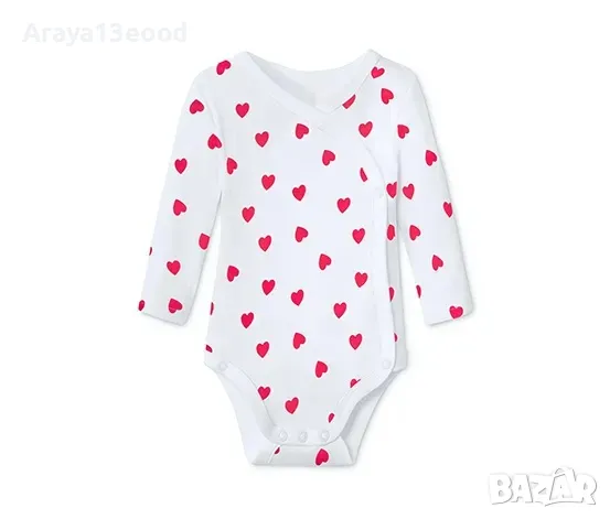 Памучни бебешки бодита с дълъг ръкав 5 броя TCHIBO 62/68, снимка 2 - Бодита за бебе - 49891733