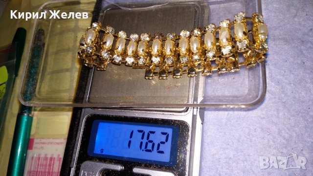 ЗЛАТИСТА РЕТРО АРТ ДЕКО СТИЛ ПЕРЛЕН ТИП ГРИВНА с ФАСЕТИРАНИ КРИСТАЛИ 34296, снимка 2 - Гривни - 38950230