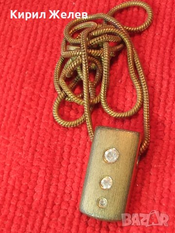 СТАРО БРОНЗОВО БИЖУ КОЛИЕ с ФАСЕТИРАНИ ЦИРКОНИ и ПОЗЛАТА 11881, снимка 9 - Колиета, медальони, синджири - 29844065