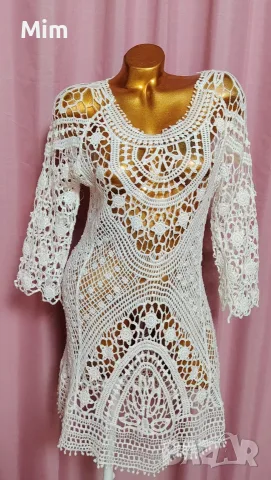 Chela collection M Бяла ажурена рокля , снимка 5 - Рокли - 55710576