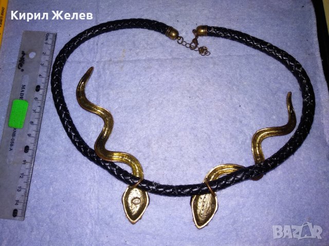 НЕОГОТИЧЕСКА ВИНТИДЖ АРТ ФИГУРАЛНА ЗМИЕВИДНА ОГЪРЛИЦА с БРОНЗОВИ ПОЗЛАТЕНИ ЗМИИ 16003, снимка 15 - Колиета, медальони, синджири - 41396411