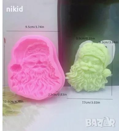 Голяма глава Дядо Коледа Santa Claus силиконов молд декорация украса фондан торта мъфини шоколад, снимка 3 - Форми - 21556382