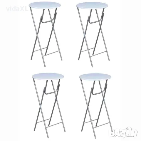 vidaXL Комплект бар маси с МДФ плот, 4 броя, бял, снимка 1 - Маси - 56147677