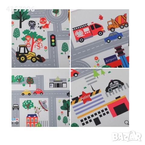 Детски килим за детска стая, Правоъгълен, Сив, Розов, снимка 4 - Мебели за детската стая - 52085674