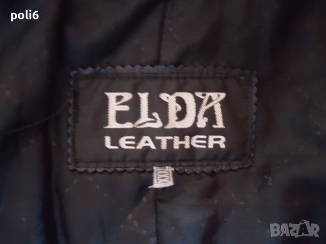 черно дамско кожено яке с яка и пухчета на ръкавите Elda Leather, снимка 6 - Якета - 42324190
