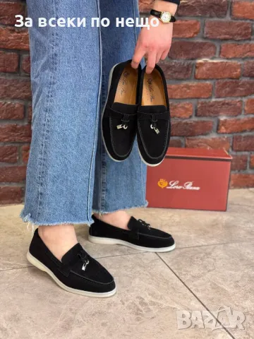 Loro Piana Дамски Черни Обувки Естествен Велур Лоро Пиана Код E239, снимка 5 - Дамски ежедневни обувки - 50412375