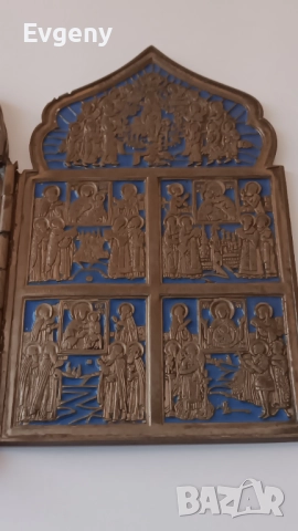 Руска бронзова икона от 19век , снимка 14 - Икони - 52726509