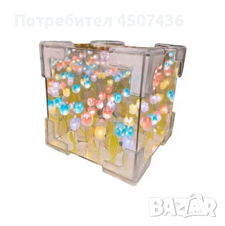 Ръчно изработена LED нощна лампа с изкуствени цветя 21 бр. - ЛАЛЕТА, Направи си сам , снимка 6 - Настолни лампи - 50813524