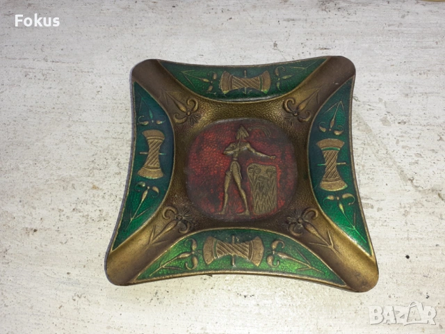 Масивен малък пепелник бронз и емайл, снимка 6 - Антикварни и старинни предмети - 53385563