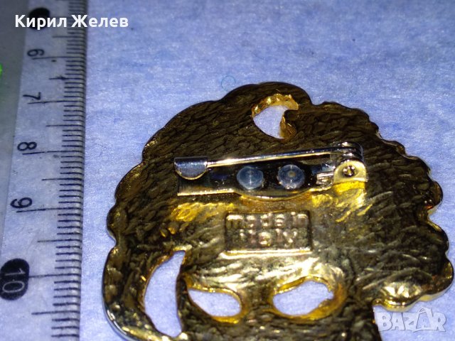 СТАРА РЯДКА БРОНЗОВА ЕМАЙЛИРАНА СКЪПОЦЕННА ВЕНЕЦИАНСКА КАРНАВАЛНА ПОЗЛАТЕНА БРОШКА 37686, снимка 7 - Антикварни и старинни предмети - 40684818