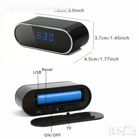 Скрита мини камера в LED часовник – Wi-Fi, 1080p Full HD, нощно виждане, сензор за движение, снимка 2 - Друга електроника - 53281806