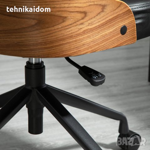 Офис стол кожен дървена облегалка Vinsetto внос от Германия със забележки, снимка 4 - Столове - 41393401