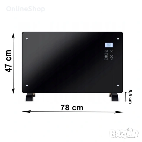 Електрически стъклен конвектор 2000W, черен, стилен, стенен, снимка 9 - Други - 53083640