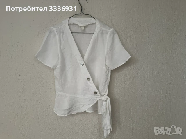 Бял ленен топ H&M