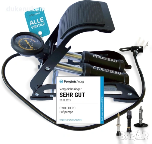 Мощна крачна помпа с двоен цилиндър и манометър до 10 bar – универсална помпа