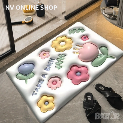 Бързо съхнеща 3D постелка за баня в различни разцветки 60х40см