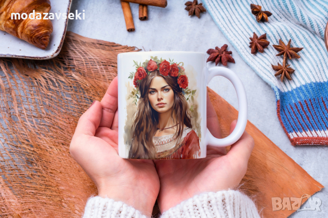 Порцеланови чаши с български народни мотиви